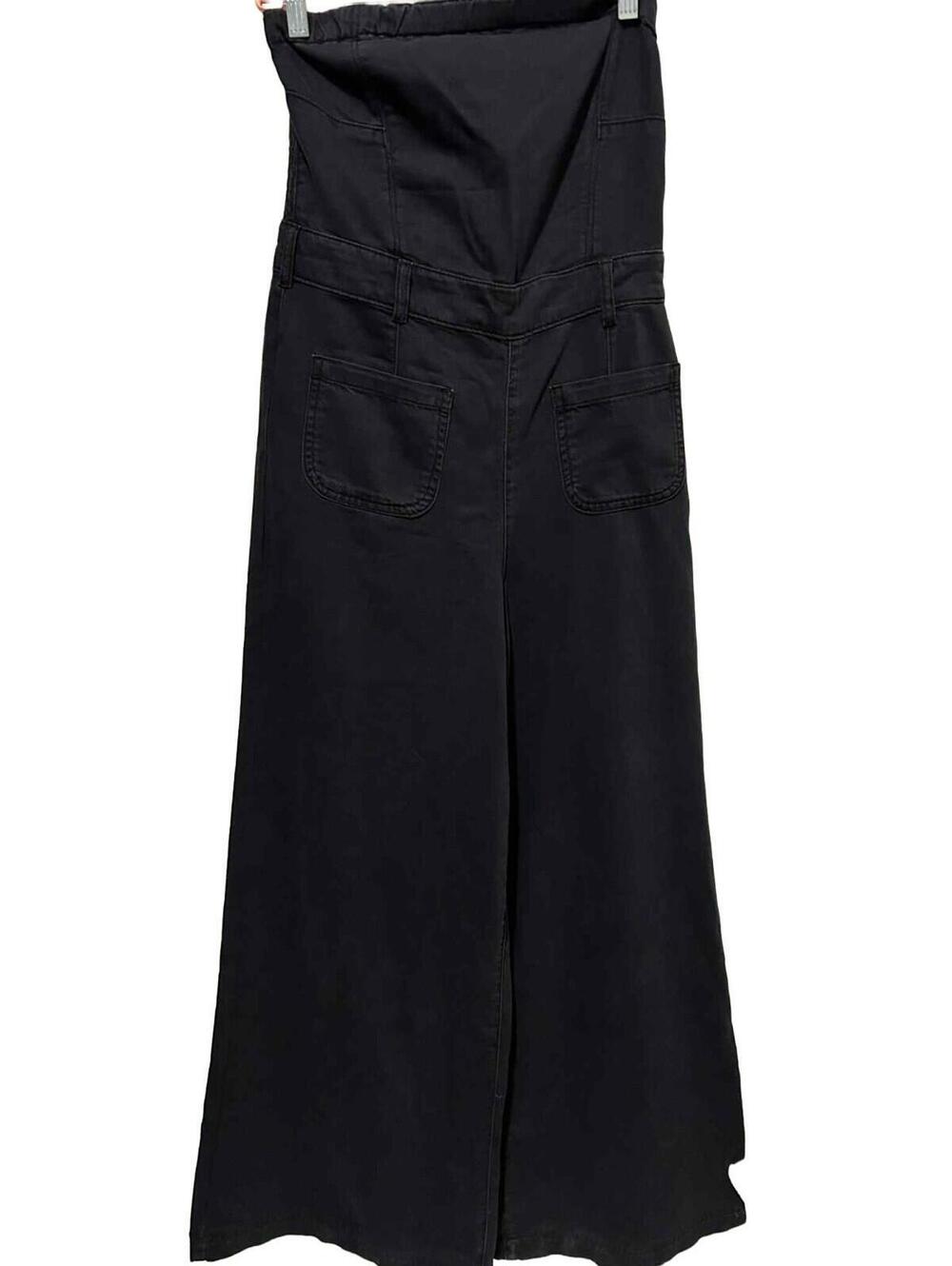 Pilcro  Black Distressed Denim Strapless Bootcut Jump Suit Size 6 Small